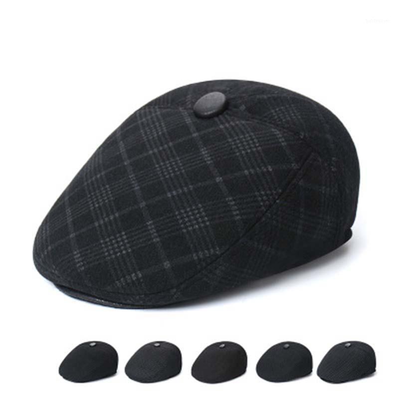 

Autumn and winter new old hat men's winter old man hat middle-aged and elderly warm cap dad earmuffs forward S961, Black6
