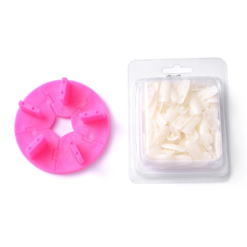

Rolabling Round Plastic Tip Stand for Practice Use Practice Training + 100PCS Tips Nail Art False Tips Display Training For Nail, White