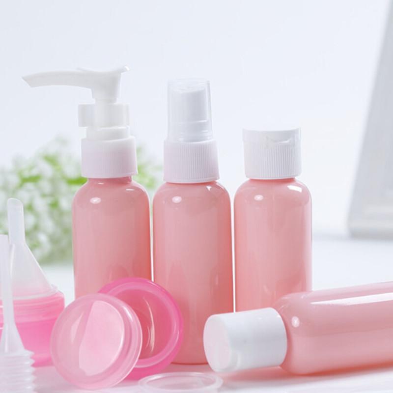 

9Pcs/Set Portable Travel Bottles Set Of Cosmetic Bottles Plastic Pressing Vaporizer Makeup Tools For Travel1