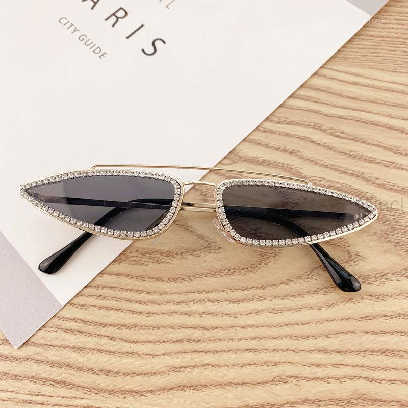 

Small frame Diamond Cat Sunglasses Women Men Luxury Crystal Rhinestone Eyeglasses Rimless Transparent Clear Sun Glasses FML1