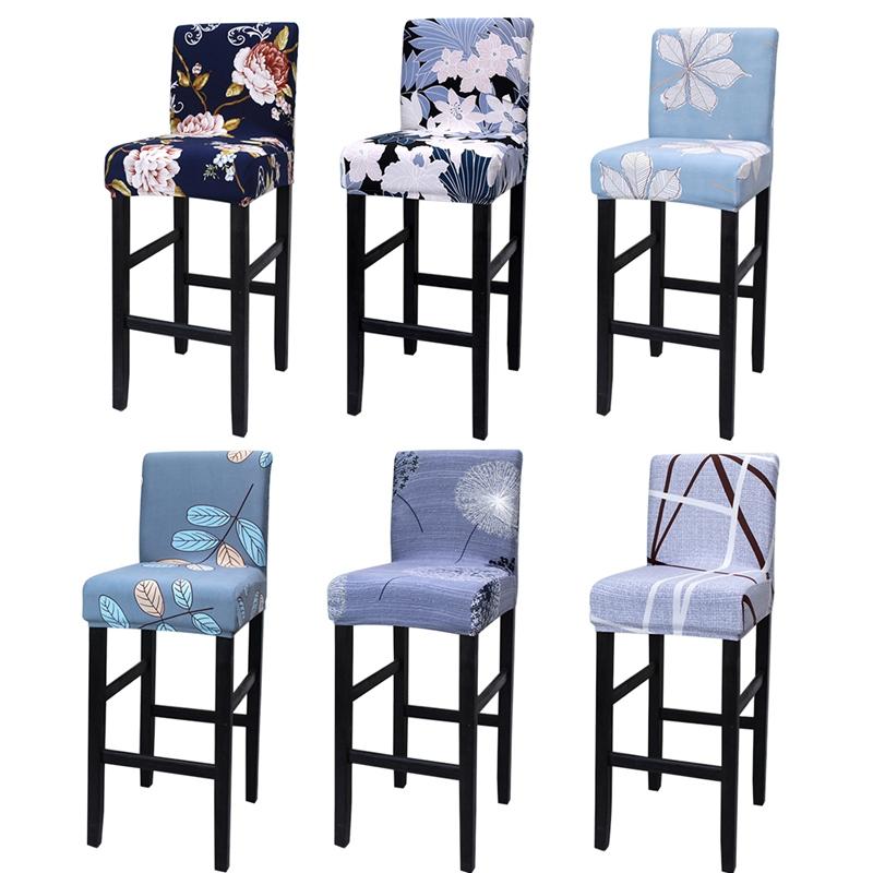 

Elastic Chair Cover for Bar Stool Solid Color Short Back Chair Slipcover Stretch Printed Dining Room Slipcover for Banquet