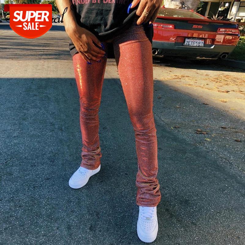 

Simenual Glitter Shiny Mid Wait Skinny Pants Solid Fashion Fall 2020 Women Clothing Bodycon Long Trousers Club Party Essential #L09H, Black;white