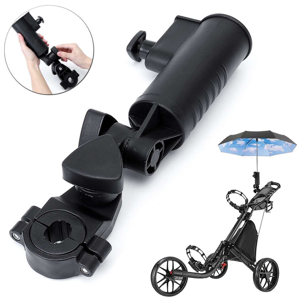 

Universal Adjustable Rotatable Umbrella Holder with 3 Size Clips, Stand For Buggy Baby Stroller Pram Golf Cart Fishing Cycling 201026