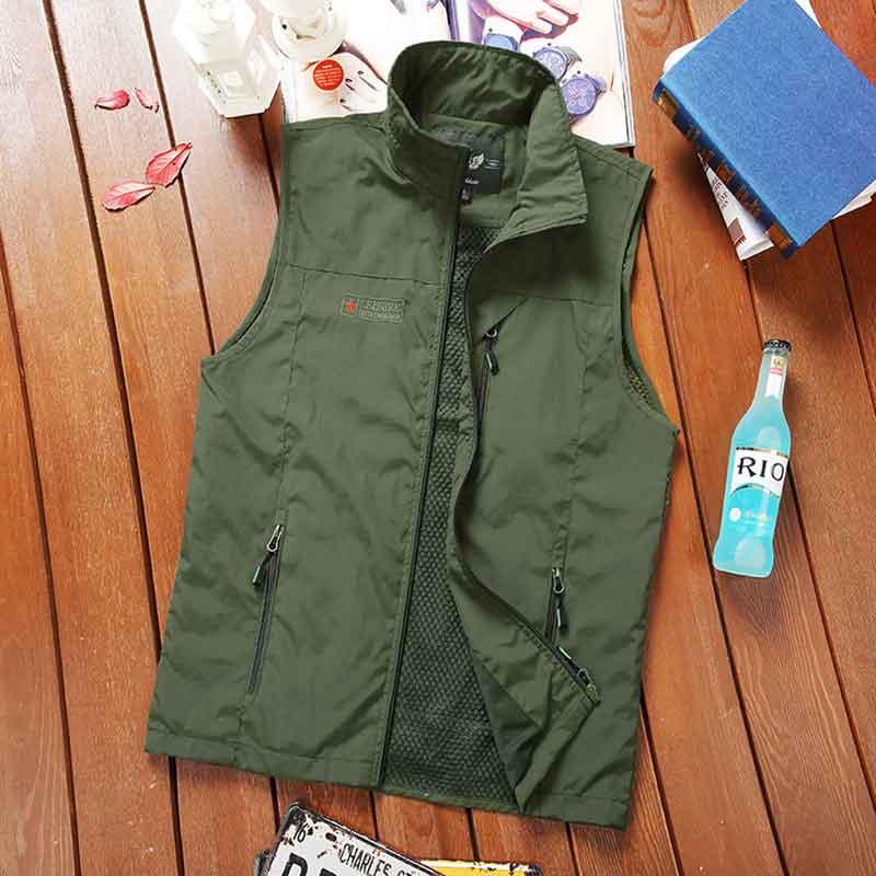 

Spring Summer Men's Detachable Back Vest Thin Breathable Mesh Waistcoat Outdoor Fishing Hiking Photo Volunteer Vest Jackets 4XL, Blue