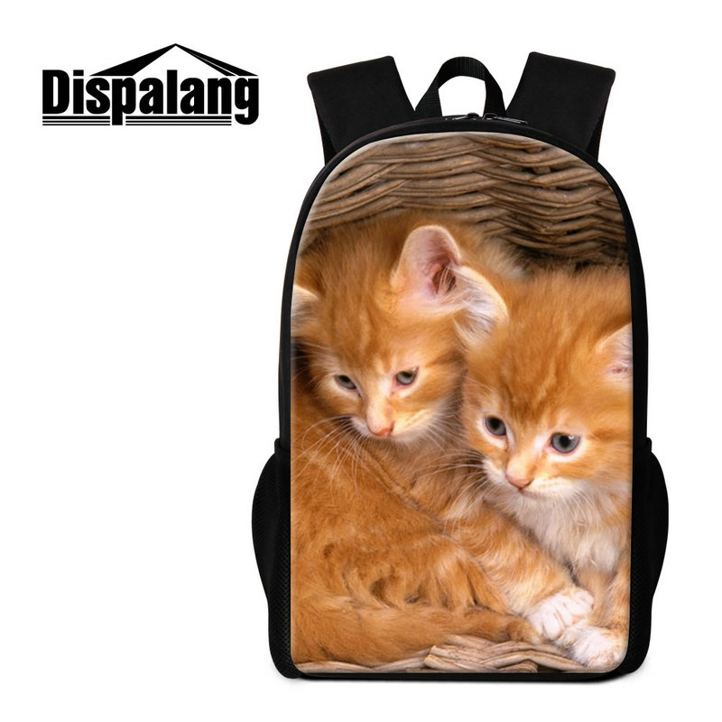 

Personalized Animal Cat Printing 16 Inch Backpack For Junior High School Men Boys University Girls Bagpack Mochila Bookbag Travel Rucksack