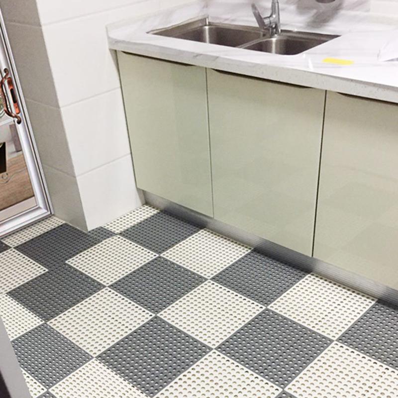 

6pcs Bathroom mat carpet Rub Feet Bath Mat Waterproof Splice Solid Color Plastic Rug Non-slip Hollow Mesh Drain Home Decoration