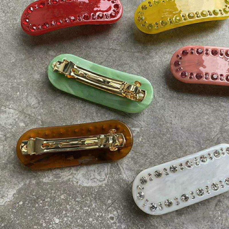 

Fashion new P hairpin acrylic color rhinestone letter resin letter hairpin one word top clip side clip 6 colors exquisite hair accessories