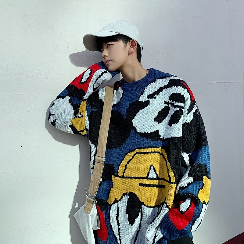 

2021 Winter New Korean Version of the Trend Couple Theme High Quality Jacquard Wild Loose Casual Sweater Sr80, Clear