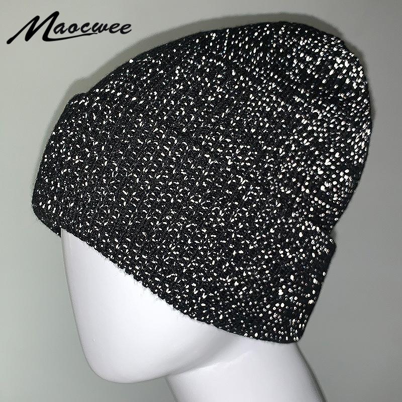 

Autumn Winter Beanies Hat Outdoor Warm Crochet Caps Fashionable Women Men Reflection Skullies Beanie Hat New luminescence Bonnet