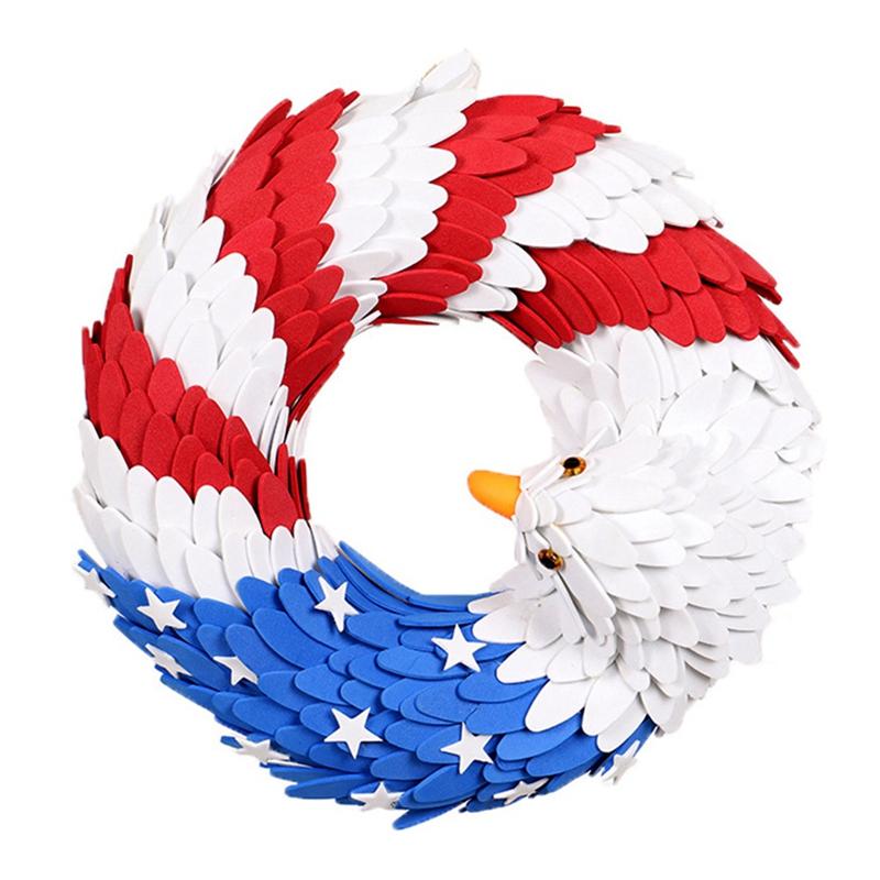 

Americana Patriotic Wreath Handcrafted Memorial Day Wreath Festival Garland Decoration Front Door Wall Home Decor, Multi