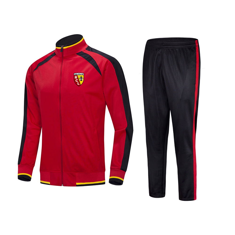 

20/21 RC Lens Football Club men's football suit loose and comfortable Kids running training suit Autumn and Winter Soccer Tracksuits, Black;blue