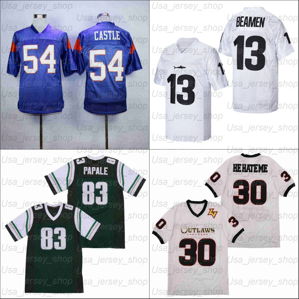 

Football Jerseys Size S-XXXL 13 BEAMEN 30 HEHATEME 83 PAPALE 54 CASTLE WHITE BLUE, As photo