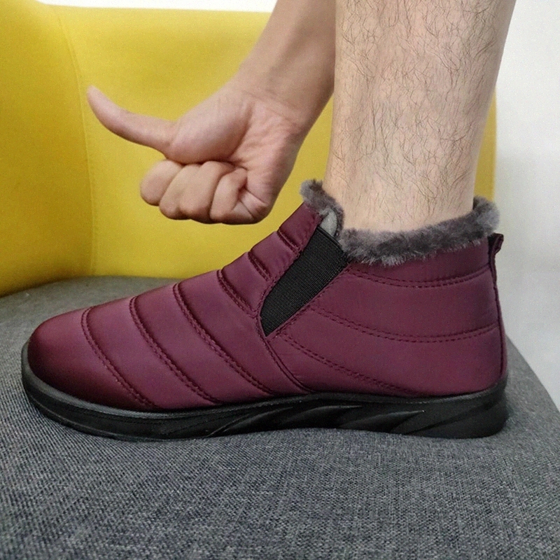 

2019 Snow Boots Women Shoes Warm Plush Fur Ankle Boots Winter Female Slip On Flat Casual Shoes Waterproof Ultralight Footwear #pW7O, Black