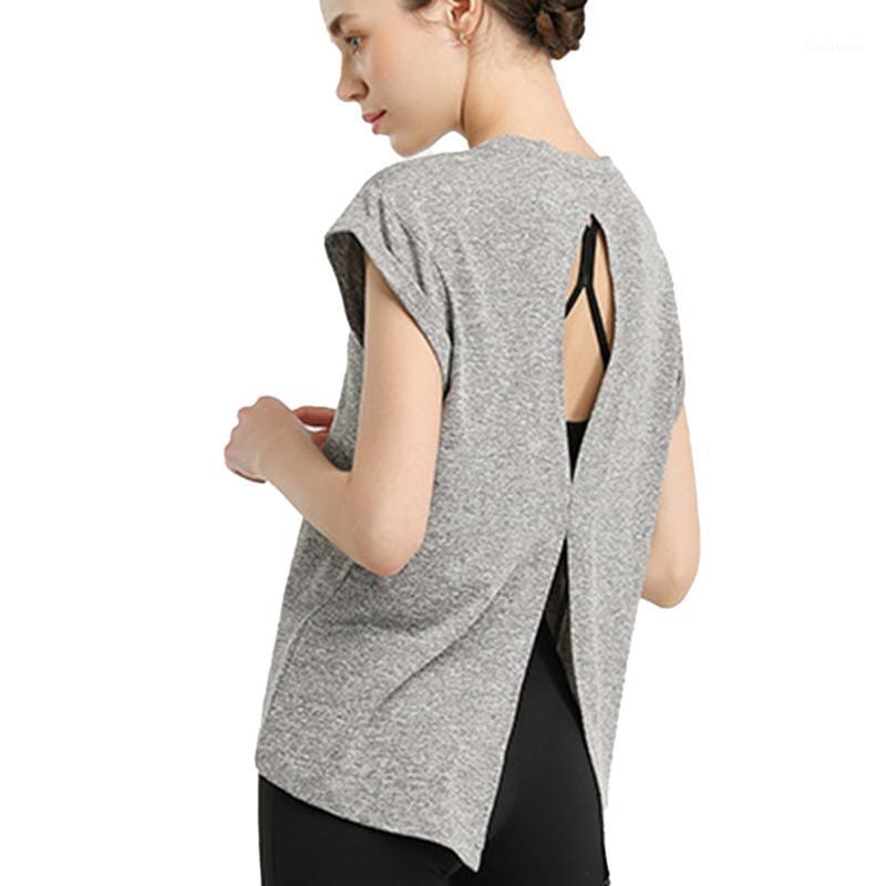 

2020 New Style Temperament Quick-Drying Sportswear T-shirt Fashion Yoga Top Sexy Beauty Back Shirt Fitness Sleeves Vest Mvsyo1, Gray