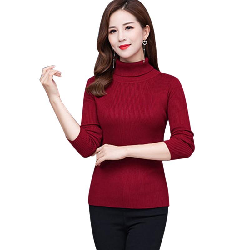 

Women Autumn Sweaters Slim Soft Long Sleeve High Neck Knit Pullover Sexy Slim Stretch turtleneck-sweaters