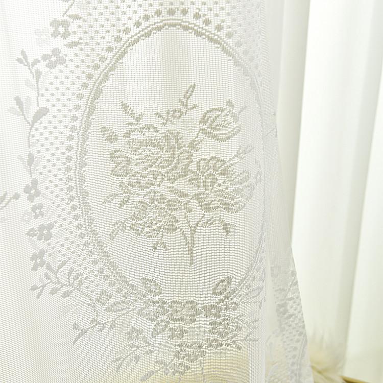 

European White Lace Mirror Peony Flower Fabric Curtains For Living Room Dining Room Bedroom Curtains White Tulle