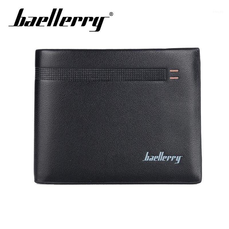 

Baellerry Men Solid Black Short No Zipper Clip Wallet Coin Pocket Card Holder Photo Holder Wallet PU Leather Men Business1