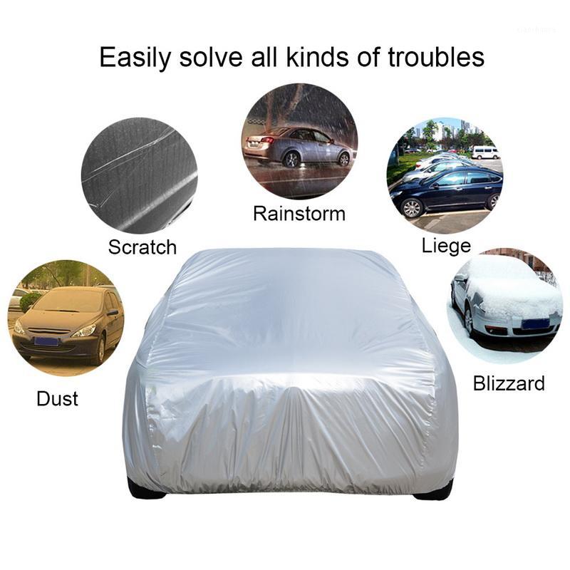 

Universal Full Car Covers Snow Ice Dust Sun UV Auto Shade Cover Foldable Light Silver Size -XXL Car Outdoor Protector Cover1