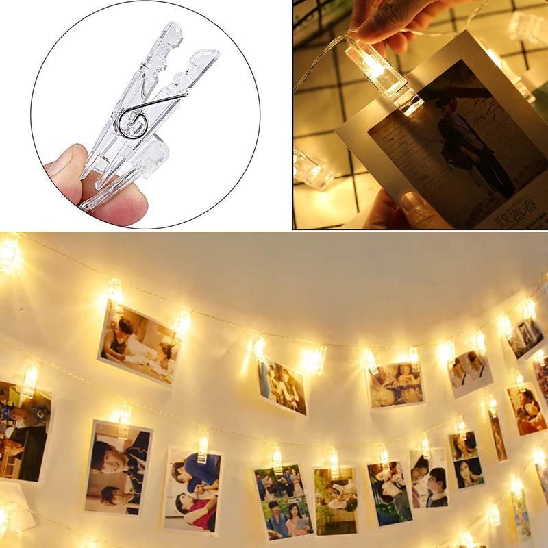 

LED String lights Card Photo Clip Holder Fairy Garland lamp For Home Christmas Ornament Navidad Xmas Gift Happy New Year 2021