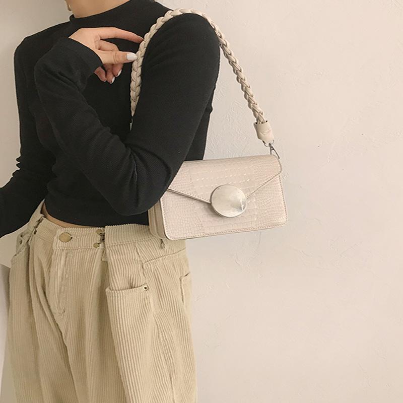 

Women's Handbag Female 2021 New Fashion PU Leather Hand-woven Armpit Bag Retro Small Shoulder Bag Messenger Sac A Main, Beige