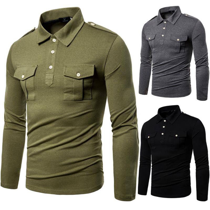 

2021 High Quality Style New Autumn European and American Long Sleeve Shirt Men T Shirt Casual Slim Fit male, Black