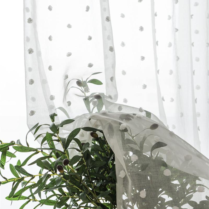 

White Sheer Curtain for Living Room Charm Candy Towel Embroidered Pastoral Rural Bay Window Drapes ZH036C, As picture