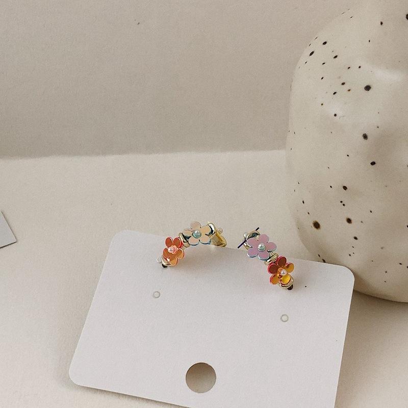 

Retro colorful small flower sequin Hoop earrings for woman fashion earings jewelry 2020 aesthetic accessorie