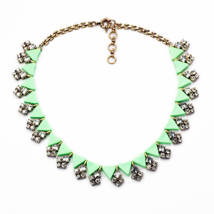 

Gold Color Short Necklace Vintage Crystal Resin Triangle Necklace For Lady Choker Sweater Chains Fashion Jewelry Gifts