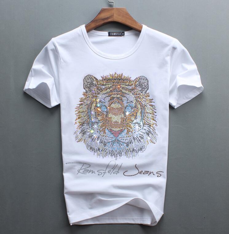 

Luxury Design of Diamonds 100% Male Cotton Designer Shirt B265, White