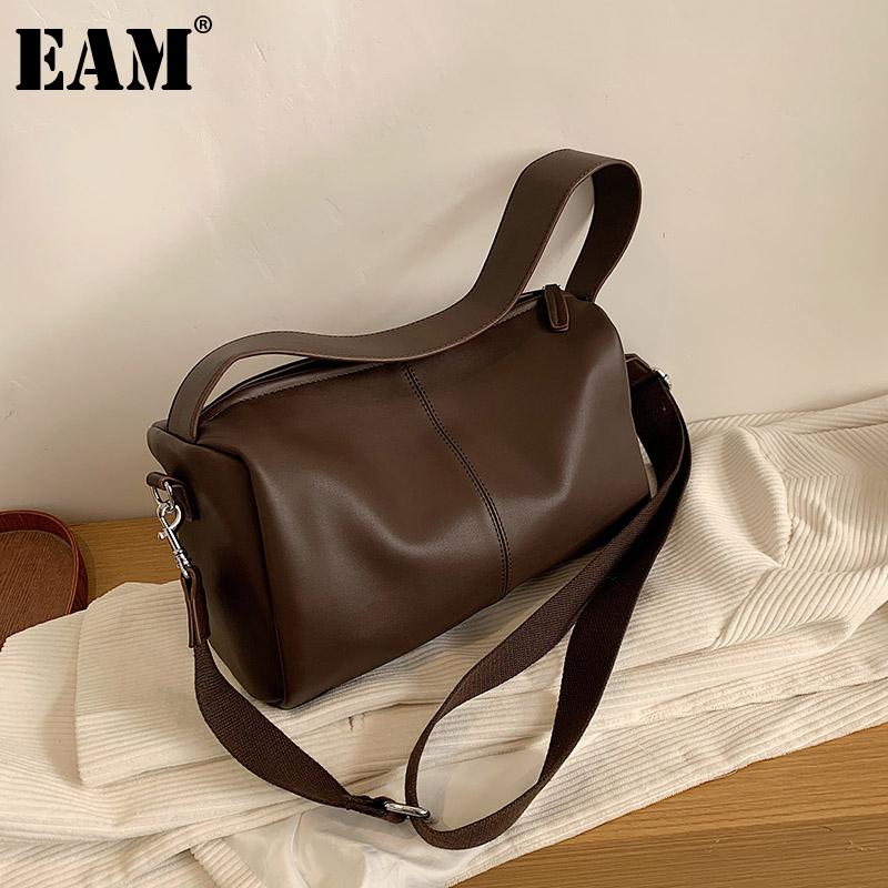 

[EAM] Women New Trend Brief Large Capacity Soft PU Leather Personality All-match Crossbody Shoulder Bag Fashion 2021 18A1402, Black