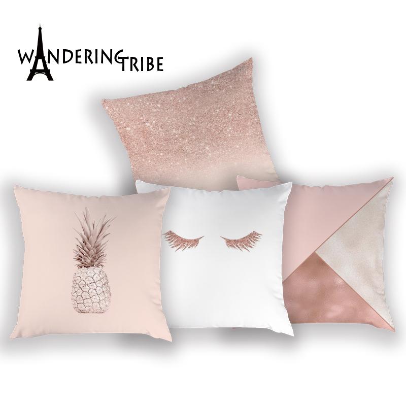 

Pink Arrow Pillows Cases Nordic Marble Geometric Cushion Cover Pineapple Pink Black Soft Peach Skin Sofa Home Decoration Pillows, L2176-3