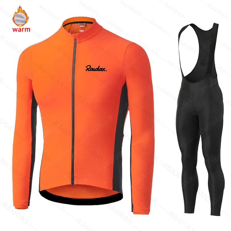 

Raphaful 2021 Outdoor Riding Bike Winter Thermal Fleece Cycling Clothes Men's Long Sleeve Jersey Suit MTB Clothing Bib Pant Set, Only jersey 1 r-003