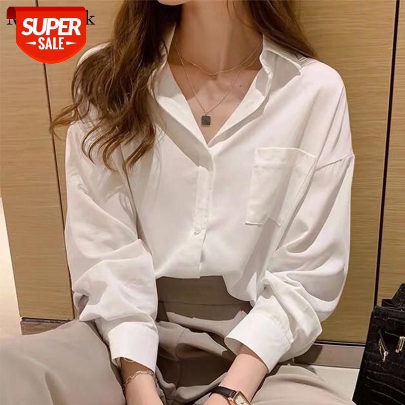 

Autumn Long Sleeve White Shirt Women Loose Cardigan Blouse Women 2021 Fashion Plus Size Cotton Blouses Casual Clothes 9357 #ne2j