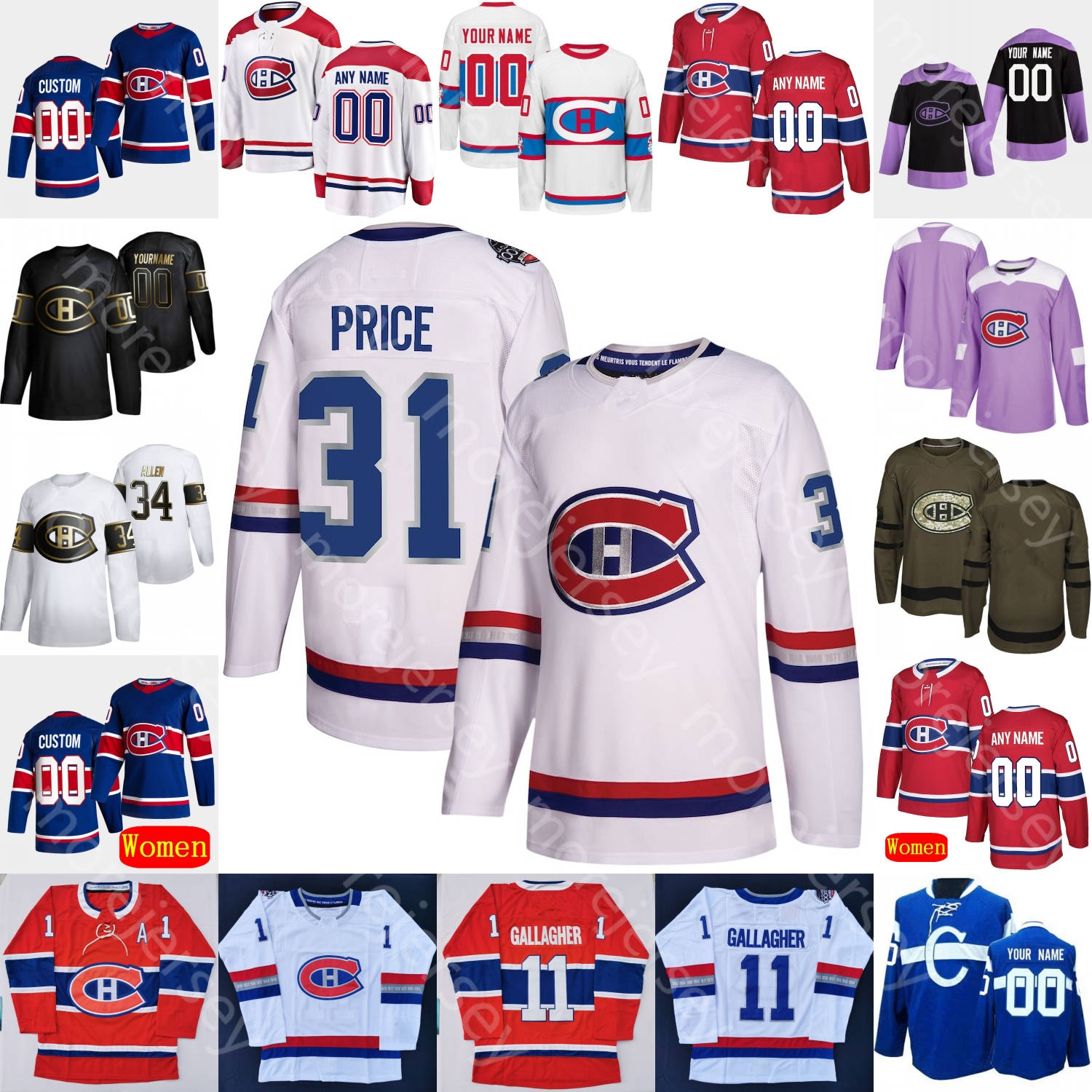 

Custom 2021 Montreal Canadiens Ice Hockey Jersey Joel Edmundson Evans Brett Kulak Artturi Lehkonen Mete Petry Romanov Suzuki Tatar Toffoli, Black;red