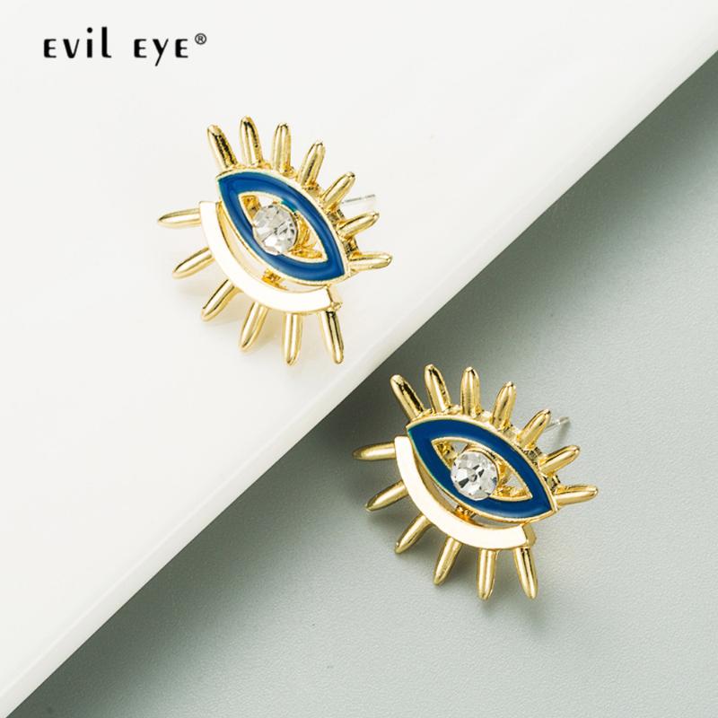 

Stud EVIL EYE Dropping Oil Blue Turkish Earrings Alloy Gold Color Small Fashion Jewelry For Women Girls LE630