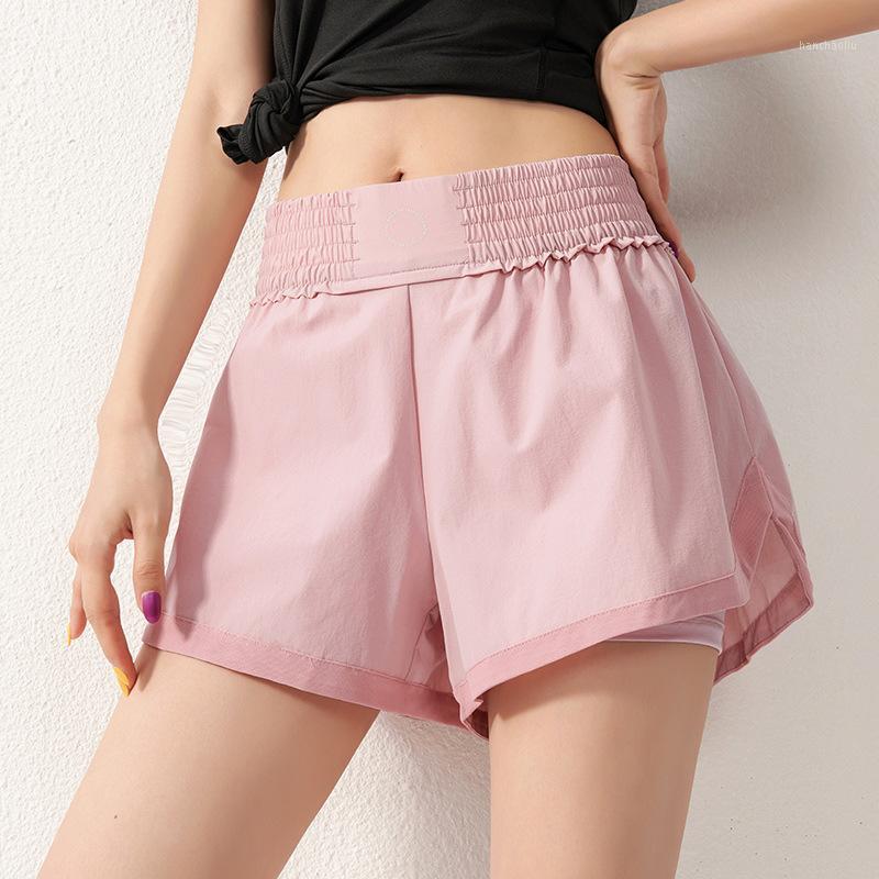 

New Style Gauze Sports Shorts Female Loose Summer Dry Running jian shen ku Anti-Exposure High-waisted Online Celebrity Yoga Pant1, Dk 049 peacock blue