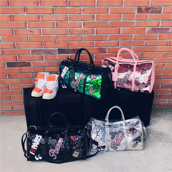 

HH women Shoulder Bags Fashion Leisure Large Capacity Yoga Fitness Handbag Travel Luggage Bag Sequins Casual Tote Bolsa Femi totes 7122
