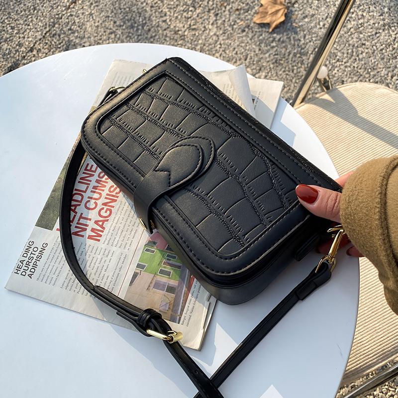 

All-match Ins Small Bag Female 2021 New Trendy Fashion Explosion Style Cross-body Net Red Popular Western Style Small Square Bag, Black