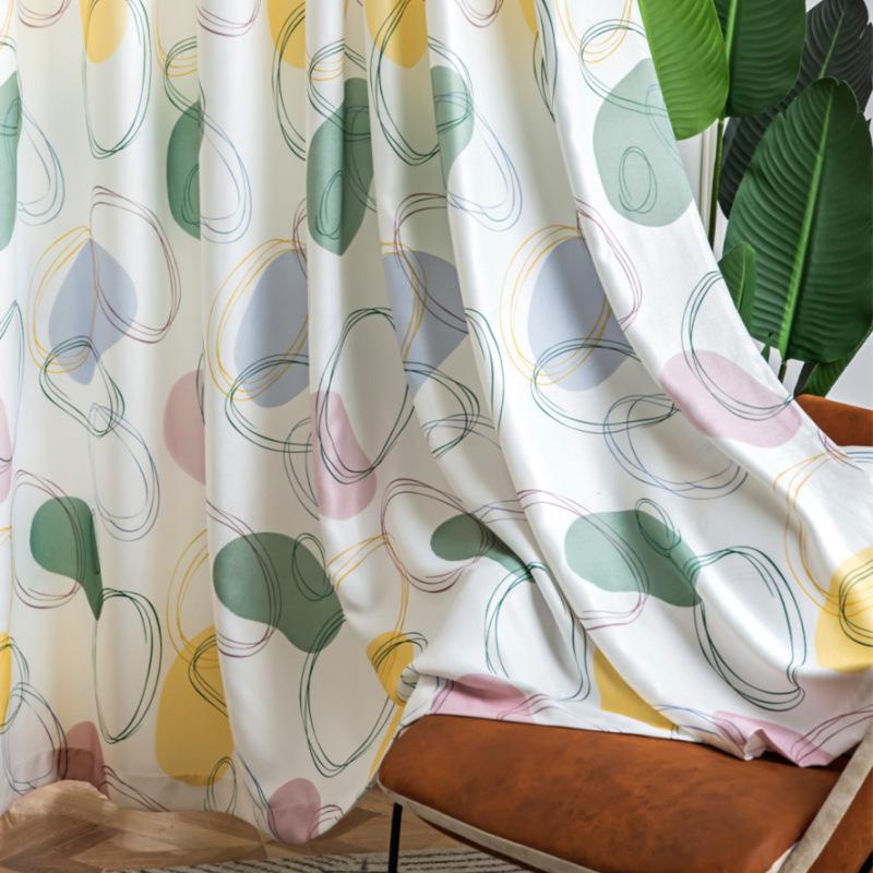 

Orange Circle Blackout Curtains For Living Room Modern Purple Cotton linen Shade Cortina Geometric Window Drapes JK019Z, Purple tulle