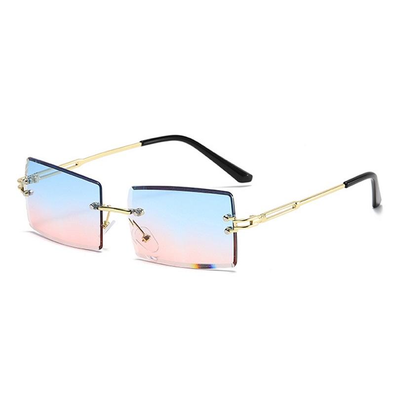 

Women Sunglasses Luxury Retro Sunshade Mirror Colorful Gradient Rectangle Lens Square Frameless Eyewear UV400