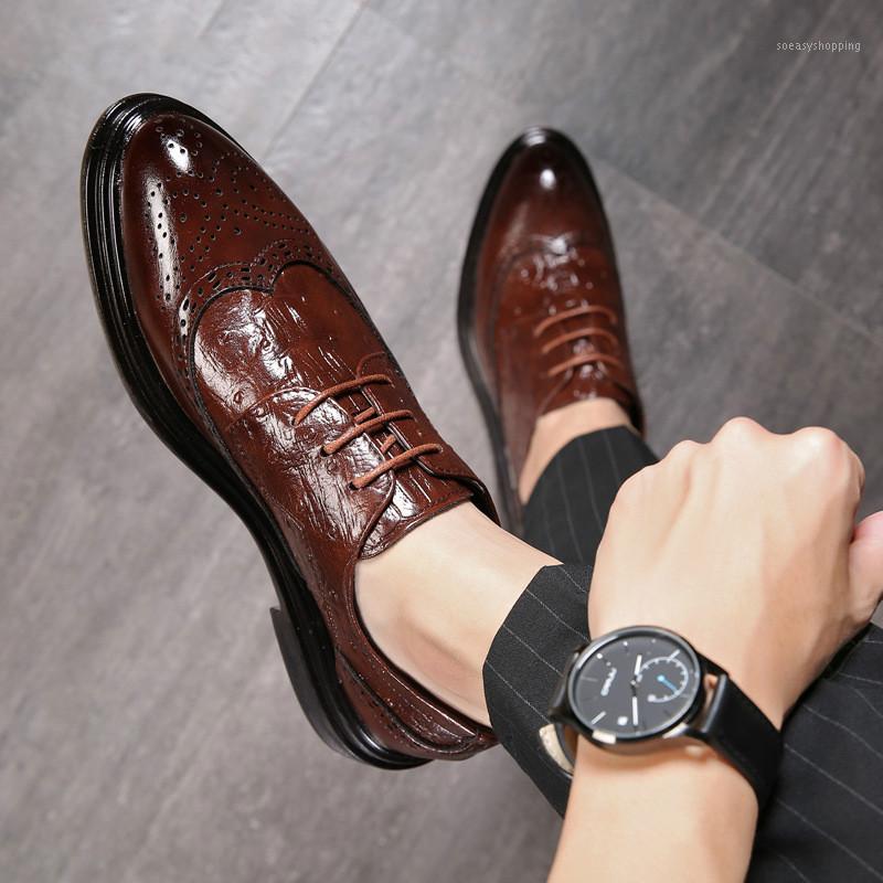

Fashion Business Shoes Men Office Brogue Shoes Men Dress Formal Classic Wedding Dress Leather Man1, Black
