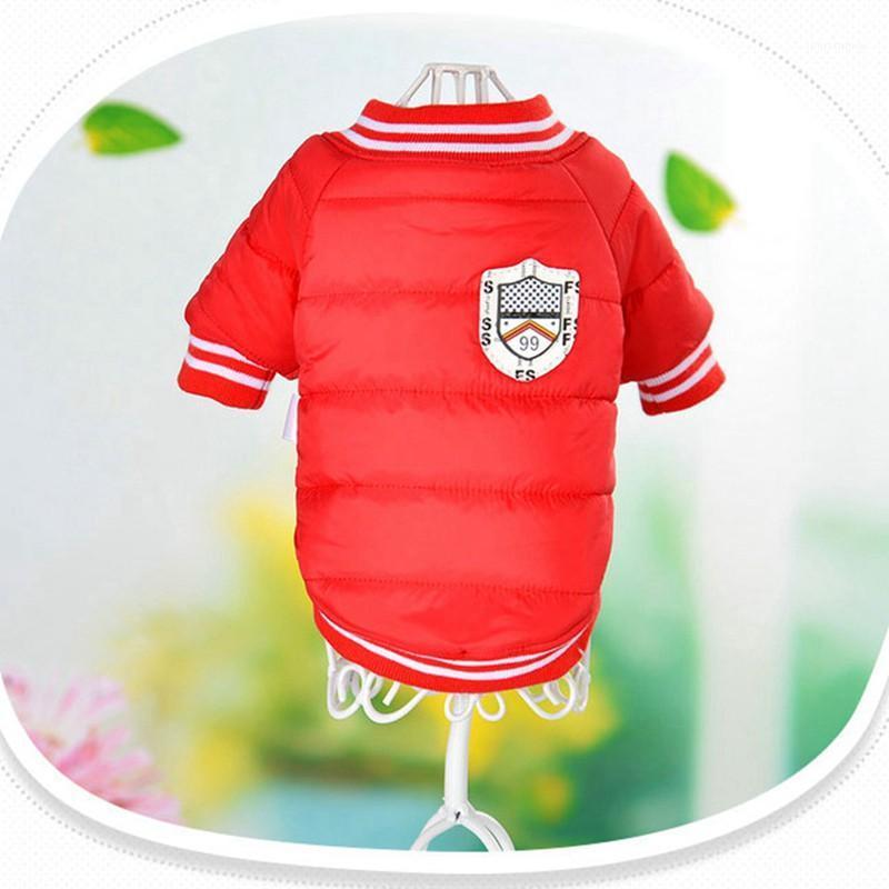 

New Cute Pet Autumn Winter Costume Warm Printed Cotton Padded Hooded Jacket Dog Thickening Solid Color Hoodie1, Red