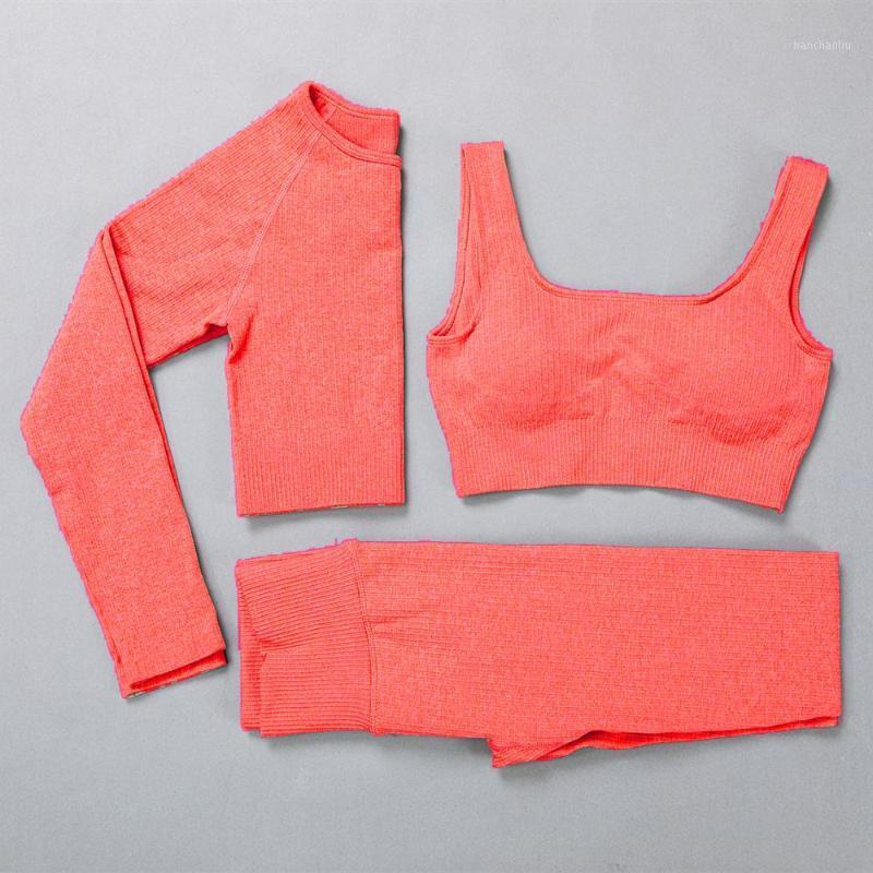 

Sportswear Yoga Set Workout Clothing Wear Sports Gym Legging Pant Seamless Fitness Bra Crop Top Long Sleeve Shirts Yoga Suit1, 2pcs black