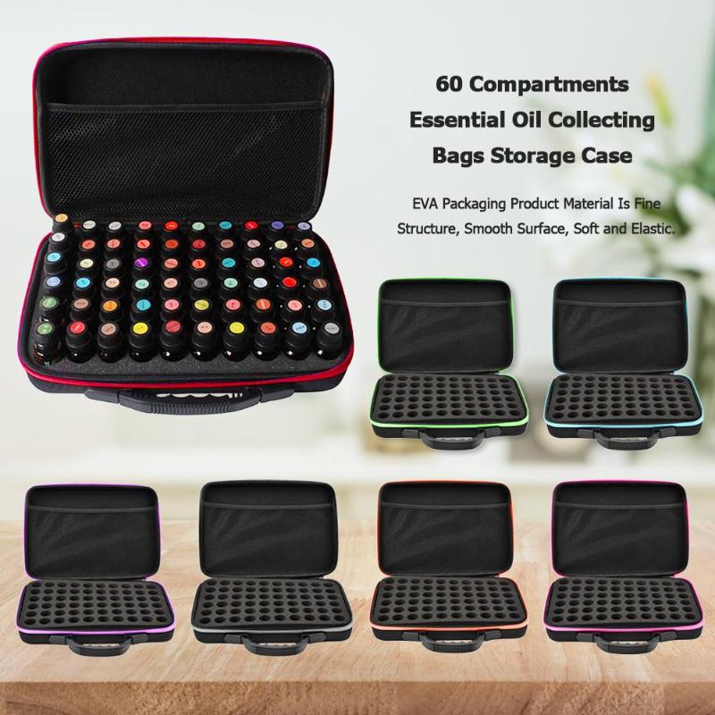 

60 Compartments Essential Oil Collect Case Portable Travel Essential Oil Bottle Storage Bags Make up Organizer