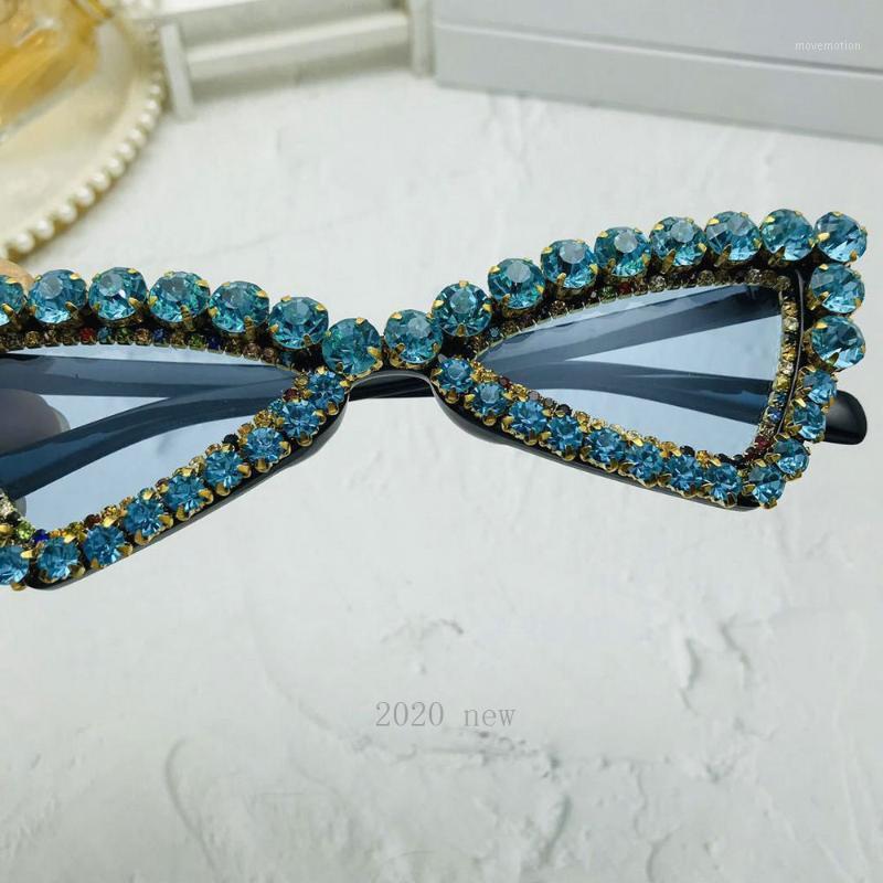 

2020 Rhinestone Cat Sunglasses Women Vintage Red Lens Sun Glasses Female Diamond Eyeglasses Shades UV400 Small Glasses NX1