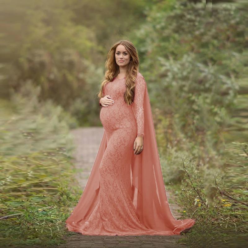 

Maternity Photography Prop Maternity Dresses For Photo Shoot Lace Maxi Gown Clothes 2021 Off Shoulder Women Pregnancy Dress, White
