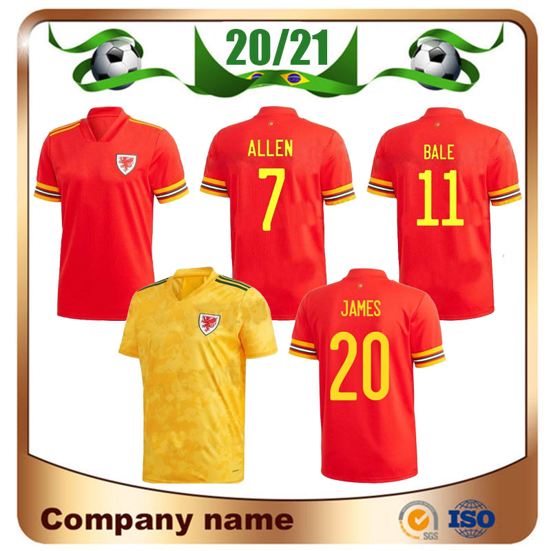 

20/21 European Wales Soccer Jersey 2021 Home Red ALLEN BALE RAMSEY Shirt National team JAMES AWAY football uniform, Home patch