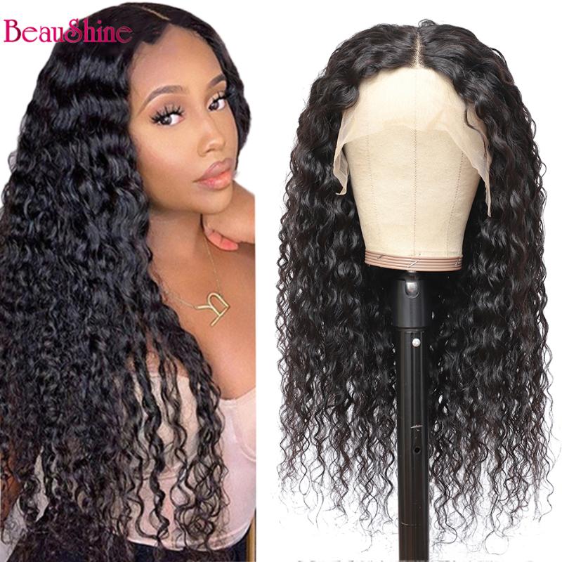 

Water Wave T Part Lace Wigs Pre Pluck Brazilian Part Lace Human Hair Wigs For Black Women150% Density Wig, As pic