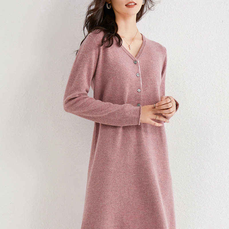 

2021 Garnish Sharp Length for Woman 100% Cashmere and Knitting Wool Soft Winter Dress/new Autumn Fashion Women' Dresses T5WN, Kahak.