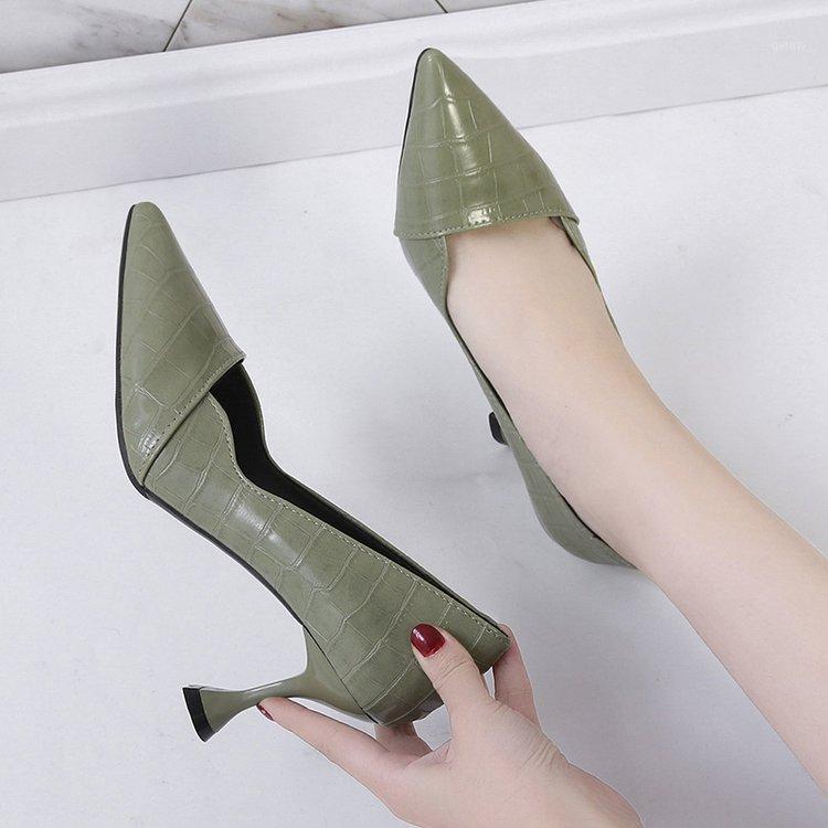 

High Heels Ladies Spring Fine With Wild Black Career Work Shoes Sexy Pumps Simple Elegant Single Shoes Fashion Party Womens Shoe1, Green